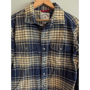 Iron and Resin Heavy Flannel Men's Small Blue Yellow Freedom Riders Button Up